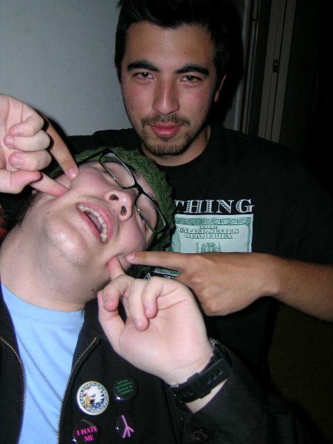 wow, look how fuckin glazed my eyes are. SOMEONES having a good time! my brother plip and i.